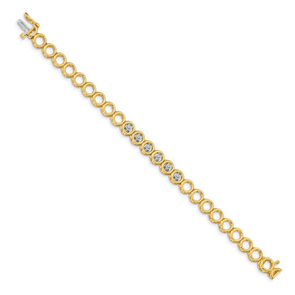 14K Yellow Gold Complete 1/2 Carat Round A Diamond Circle Add 7 Inch Tennis Bracelet