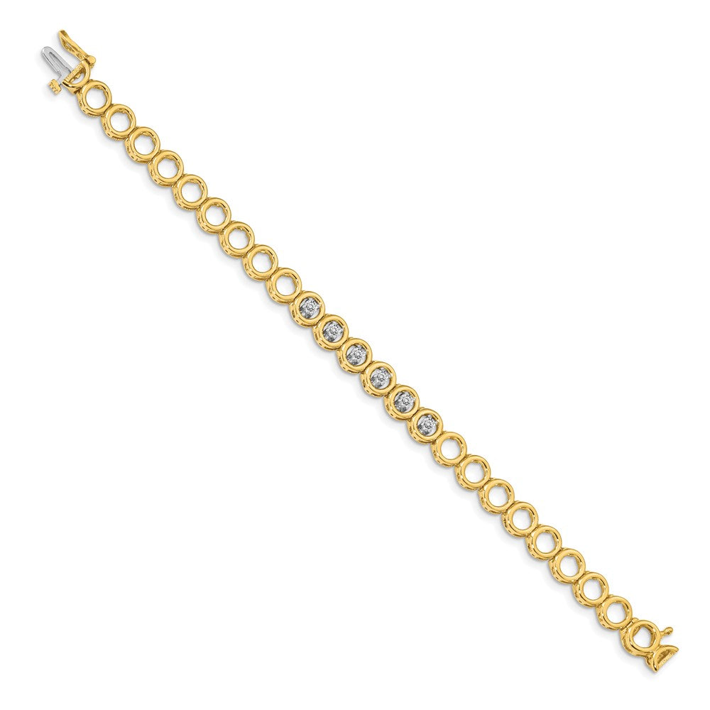 14K Yellow Gold Complete 1/2 Carat Round A Diamond Circle Add 7 Inch Tennis Bracelet