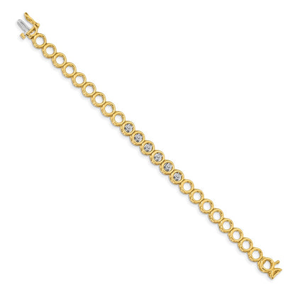 14K Yellow Gold Complete 1/2 Carat Round A Diamond Circle Add 7 Inch Tennis Bracelet