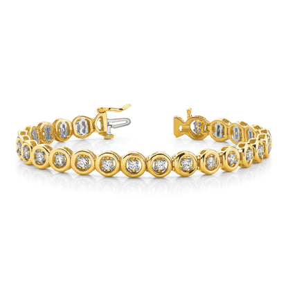 14K Yellow Gold Complete 1/2 Carat Round A Diamond Circle Add 7 Inch Tennis Bracelet