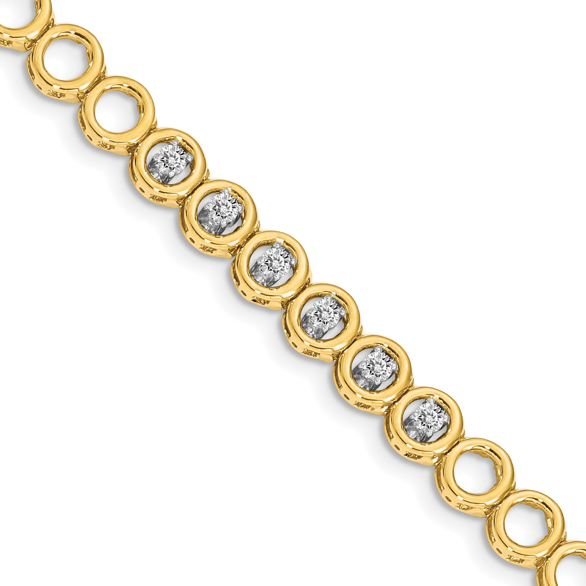 14K Yellow Gold Complete 1/2 Carat Round A Diamond Circle Add 7 Inch Tennis Bracelet