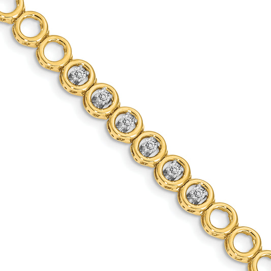 14K Yellow Gold Complete 1/2 Carat Round A Diamond Circle Add 7 Inch Tennis Bracelet