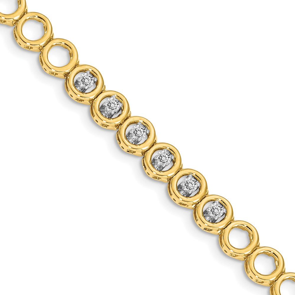 14K Yellow Gold Complete 1/2 Carat Round A Diamond Circle Add 7 Inch Tennis Bracelet