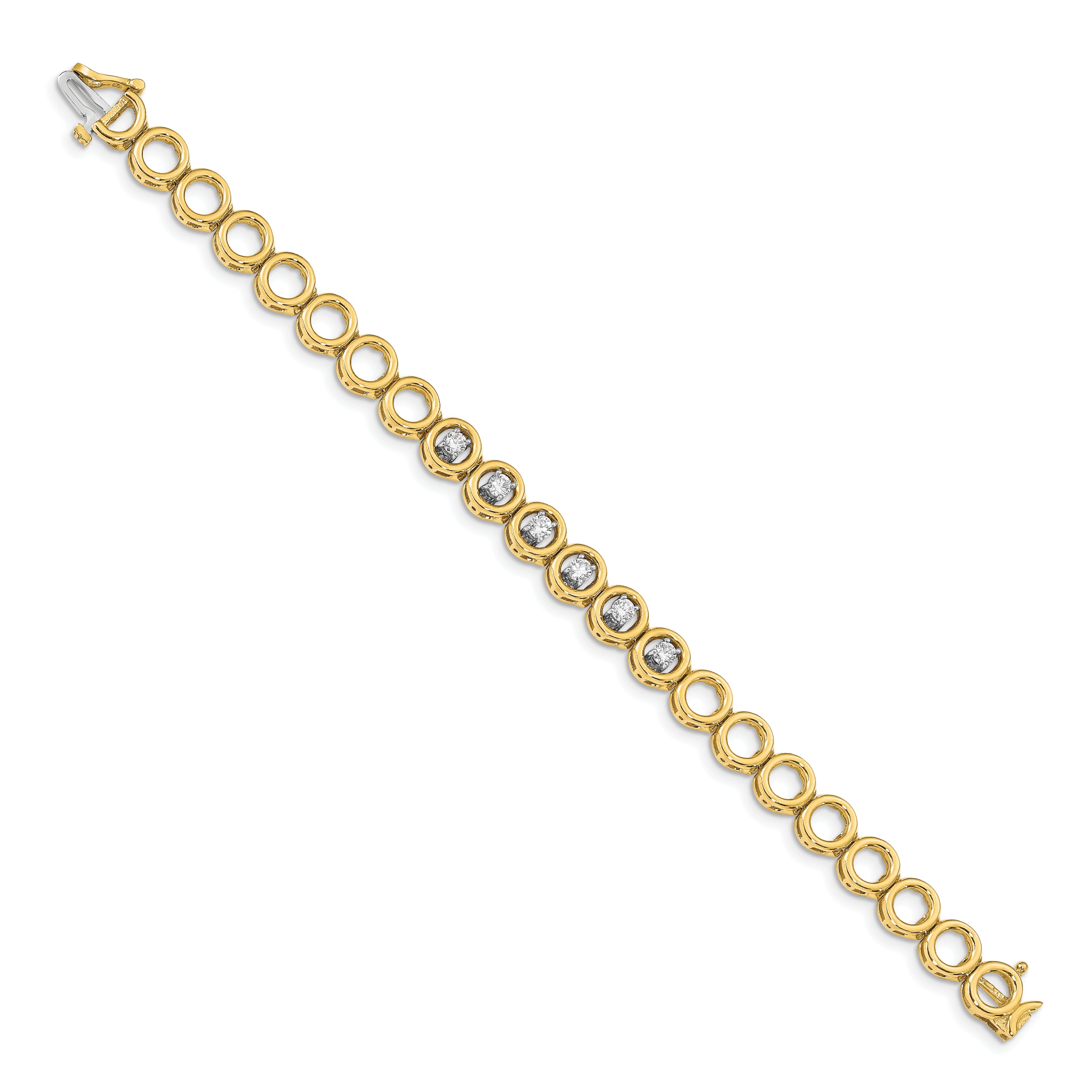 14K Yellow Gold Complete 3/4 Carat Round Aa Diamond Circle Add A 7 Inch Tennis Bracelet