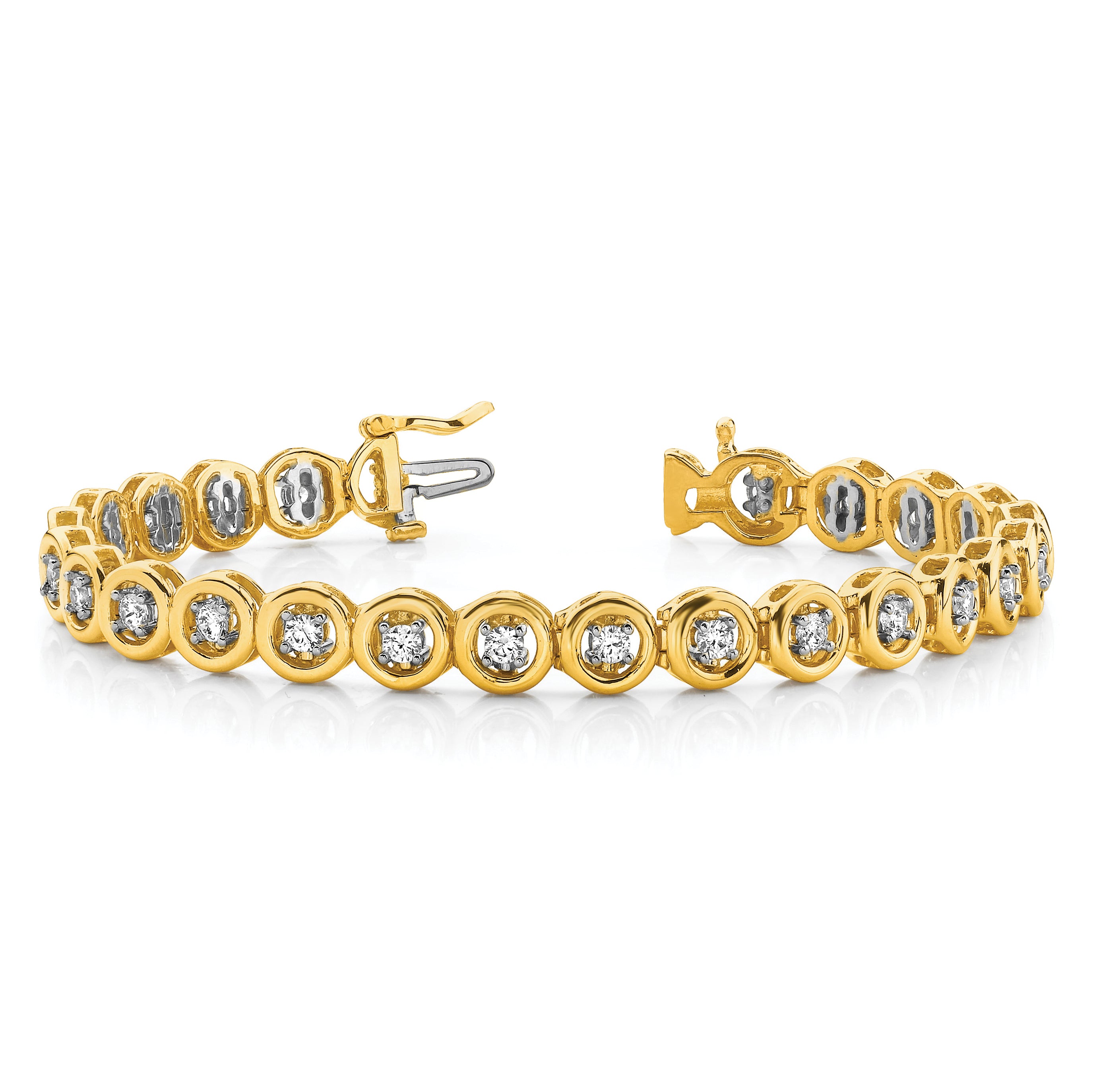 14K Yellow Gold Complete 3/4 Carat Round Aa Diamond Circle Add A 7 Inch Tennis Bracelet