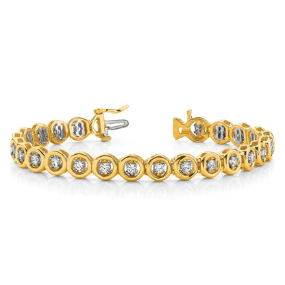14K Yellow Gold Complete 3/4 Carat Round Aa Diamond Circle Add A 7 Inch Tennis Bracelet