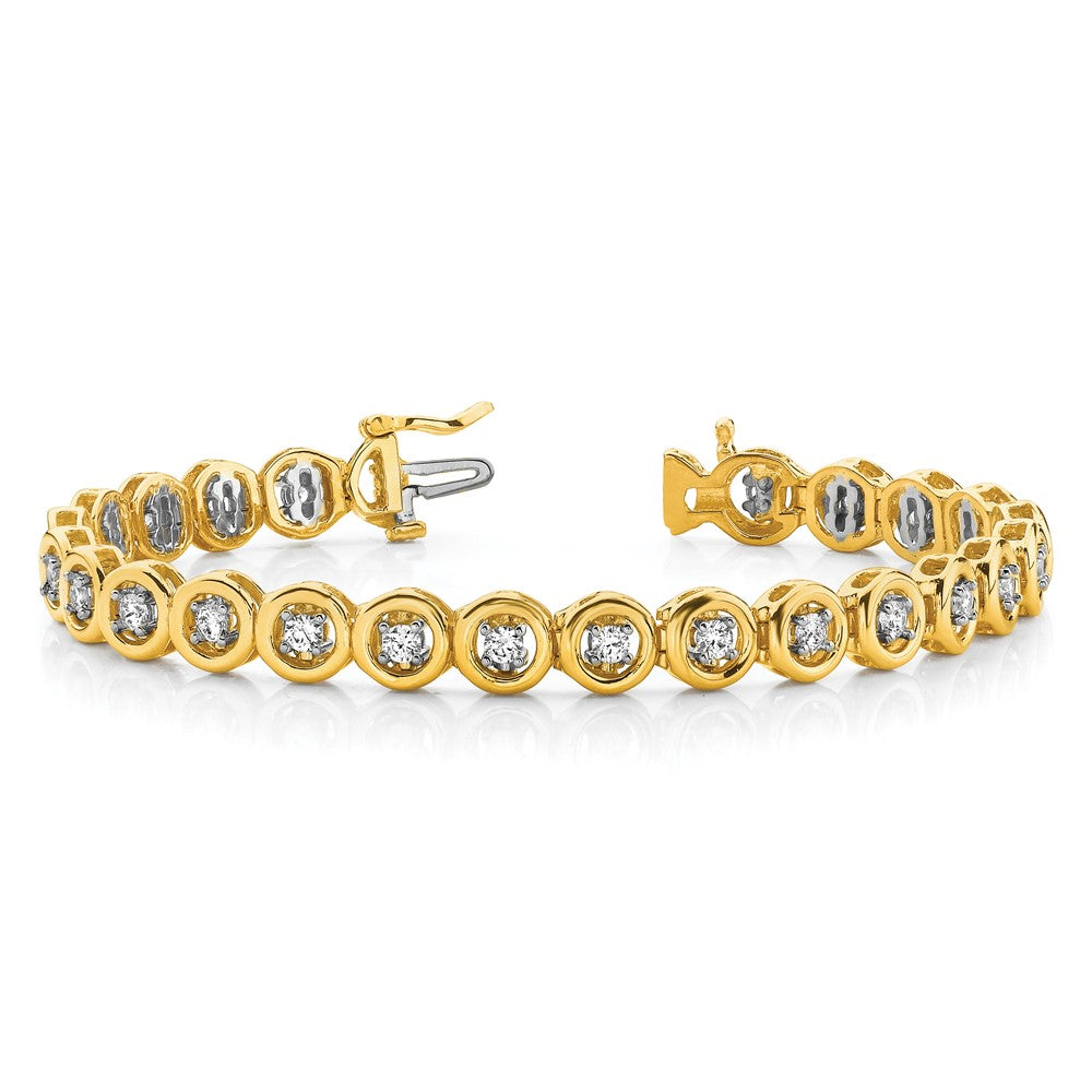 14K Yellow Gold Complete 3/4 Carat Round A Diamond Circle Add 7 Inch Tennis Bracelet