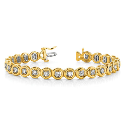 14K Yellow Gold Complete 3/4 Carat Round A Diamond Circle Add 7 Inch Tennis Bracelet
