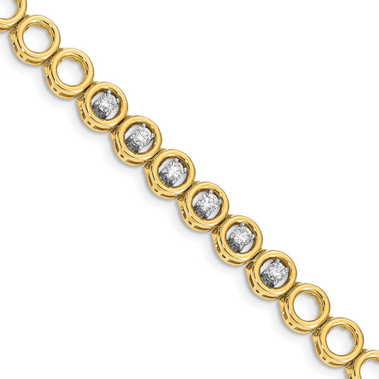 14K Yellow Gold Complete 3/4 Carat Round Aa Diamond Circle Add A 7 Inch Tennis Bracelet