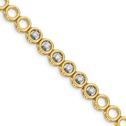14K Yellow Gold Complete 3/4 Carat Round Aaa Diamond Circle Add A 7 Inch Tennis Bracelet