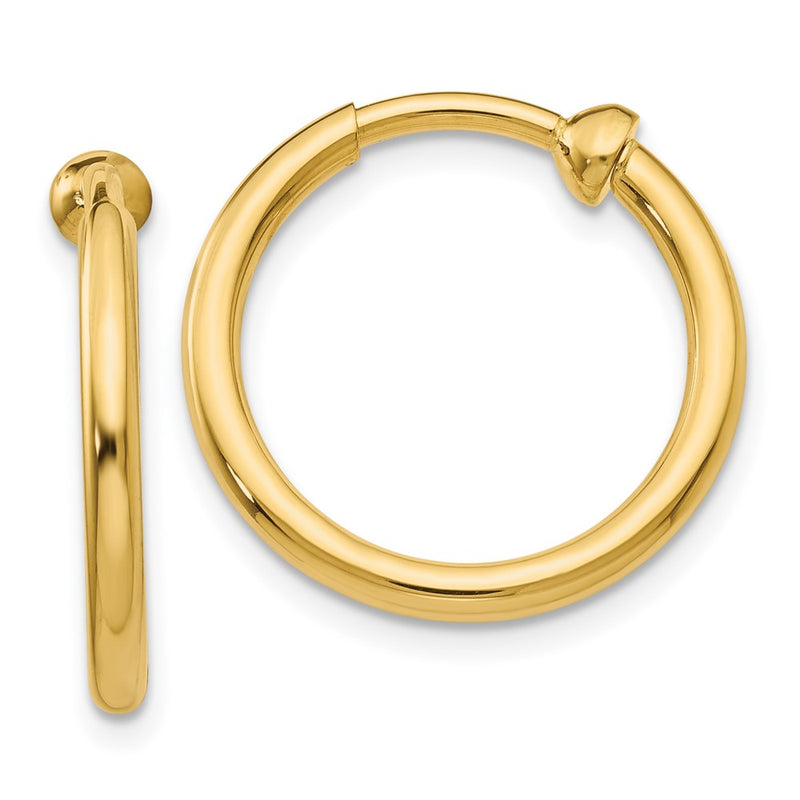 14K Yellow Gold Non Pierced Hoop Earrings