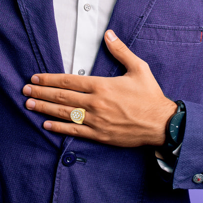 14K Yellow Gold Vs Diamond Men'S Ring