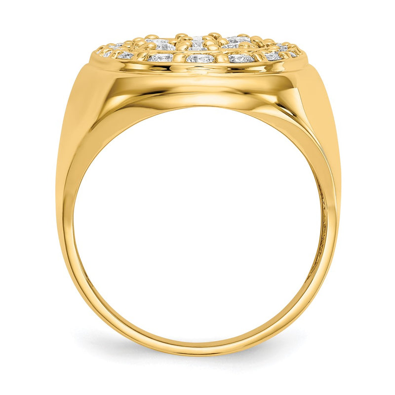 14K Yellow Gold Aa Diamond Men'S Ring