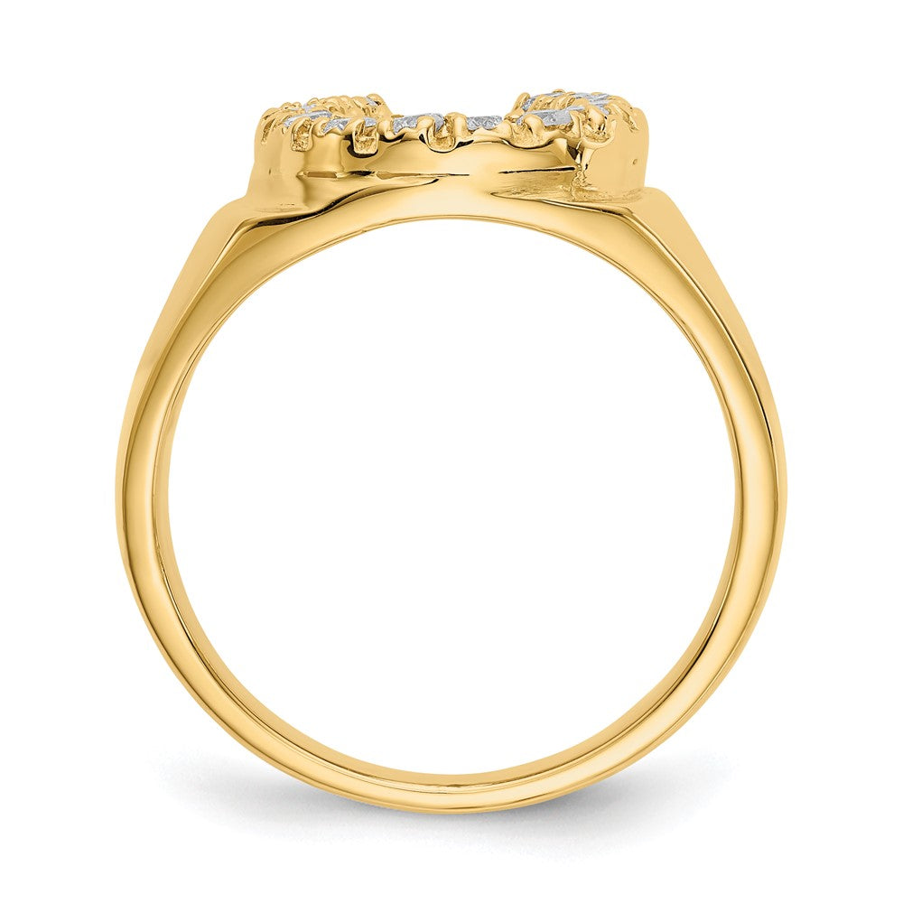 14K Yellow Gold Aa Diamond Men'S Horse Shoe Ring