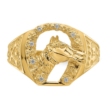 14K Yellow Gold Aa Diamond Men'S Ring