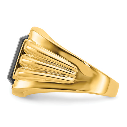 14K Yellow Gold Aa Diamond Men'S Ring