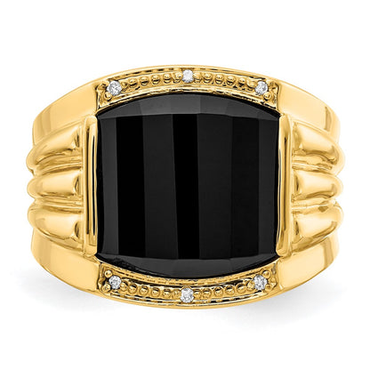 14K Yellow Gold Aaa Diamond Men'S Ring