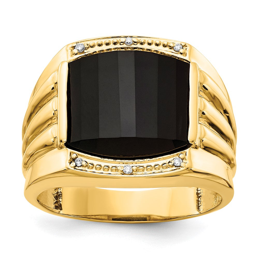 14K Yellow Gold Aaa Diamond Men'S Ring