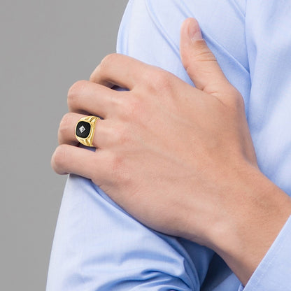 14K Yellow & Rhodium Vs Diamond Men'S Ring