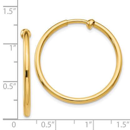 14K Yellow Gold Non Pierced Hoop Earrings