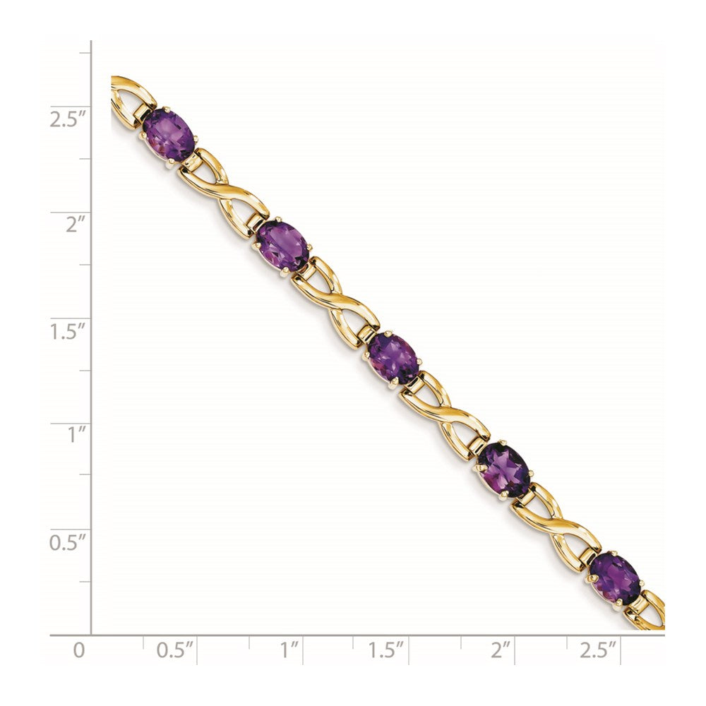 14K Yellow Gold 7X5mm Oval Amethyst Bracelet