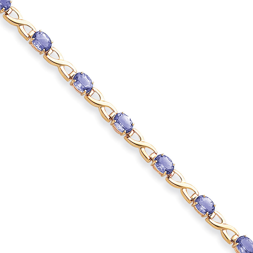 14K Yellow Gold 7X5mm Oval Tanzanite Bracelet