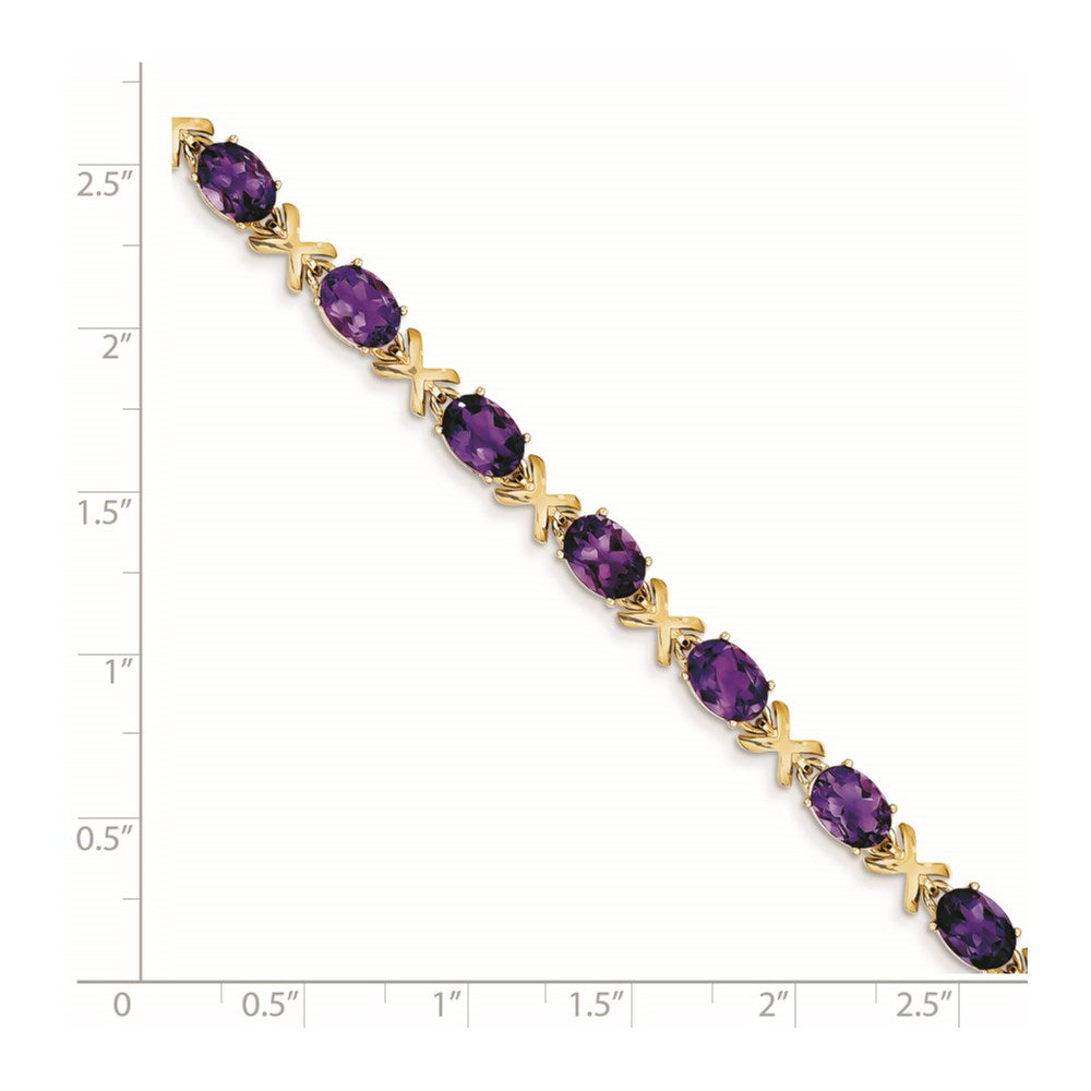 14K Yellow Gold 7X5mm Oval Amethyst Bracelet