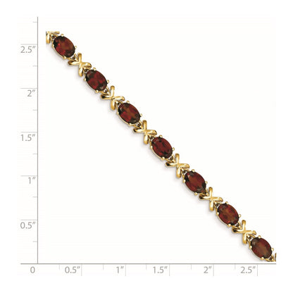 14K Yellow Gold 7X5mm Oval Garnet Bracelet