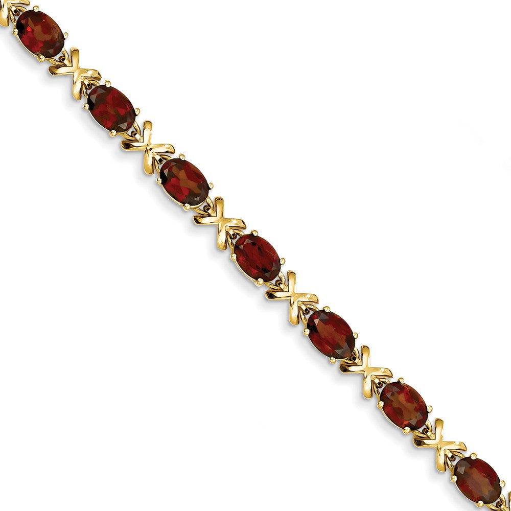 14K Yellow Gold 7X5mm Oval Garnet Bracelet