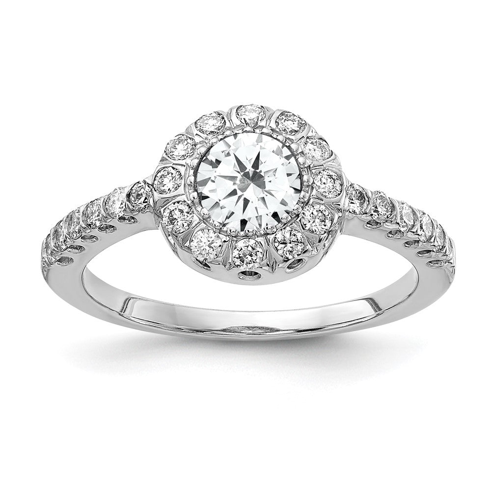 Solid 14k White Gold 5mm Cubic Zirconia AAA Simulated CZ Ring