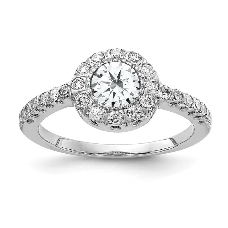 Solid 14k White Gold 5mm Cubic Zirconia AAA Simulated CZ Ring