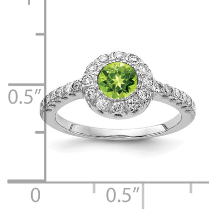 14k White Gold 5mm Peridot A Real Diamond ring