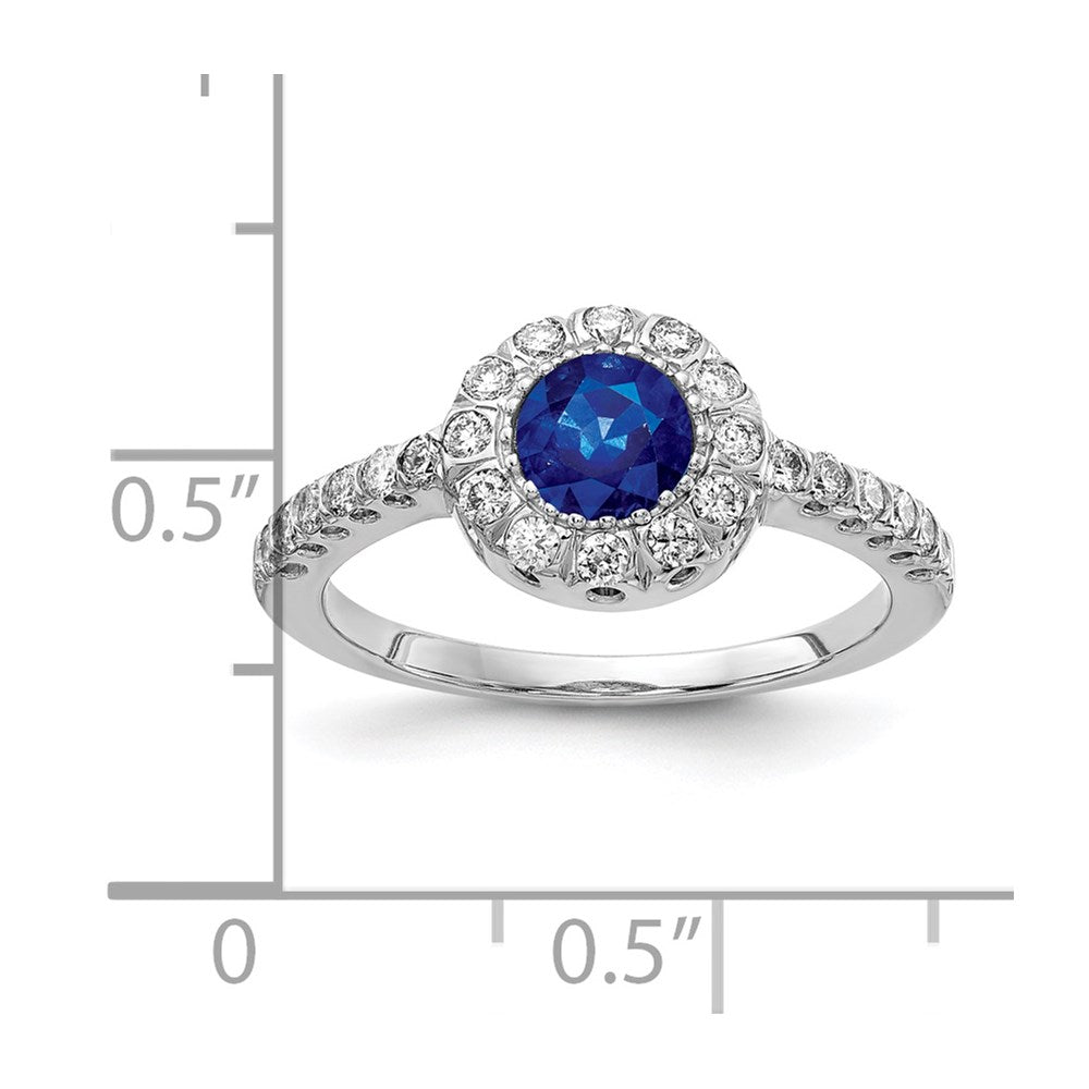 14k White Gold 5mm Sapphire A Real Diamond ring