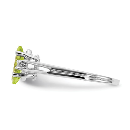 14K White Gold 8X4mm Marquise Peridot A Diamond Ring