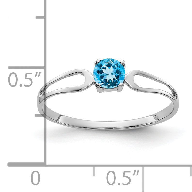 14k White Gold 4mm White Topaz Ring