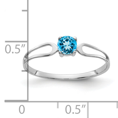 14k White Gold 4mm White Topaz Ring