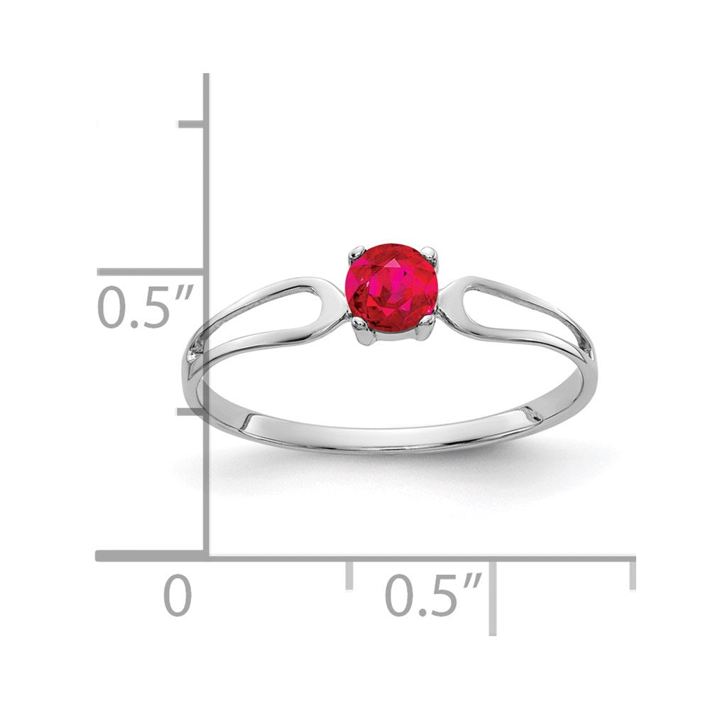 Solid 14k White Gold 4mm Simulated Ruby Ring