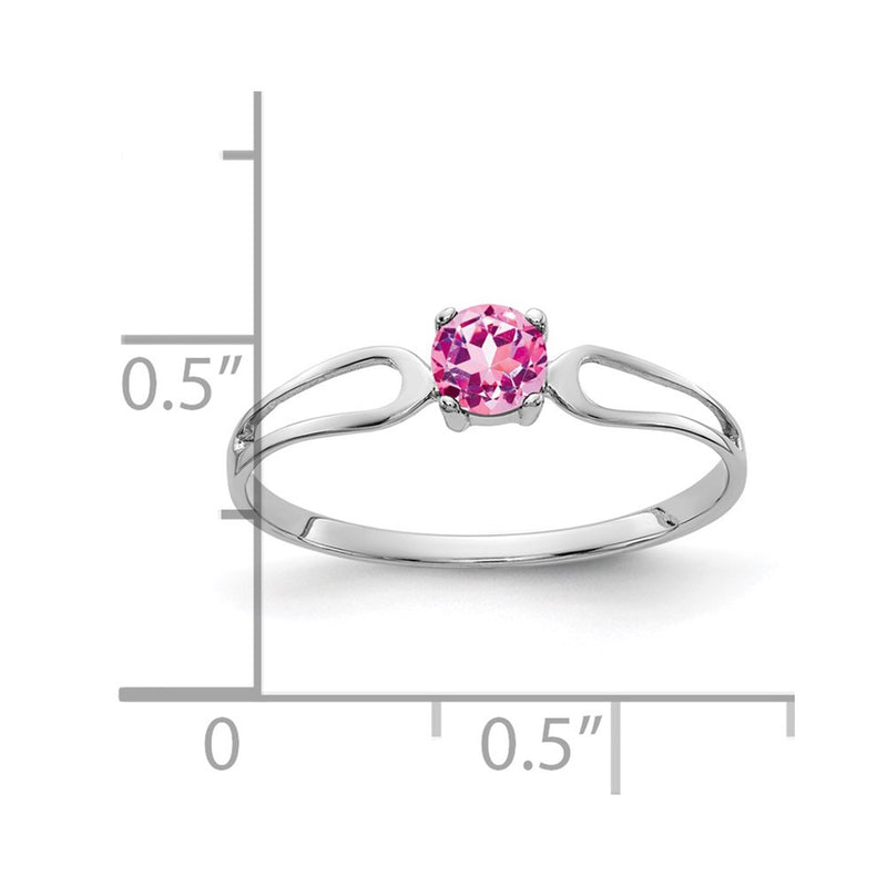 Solid 14k White Gold 4mm PinK Simulated Sapphire Ring