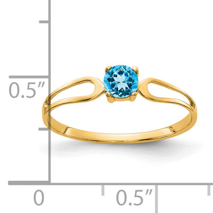 14K Yellow Gold 4mm White Topaz Ring