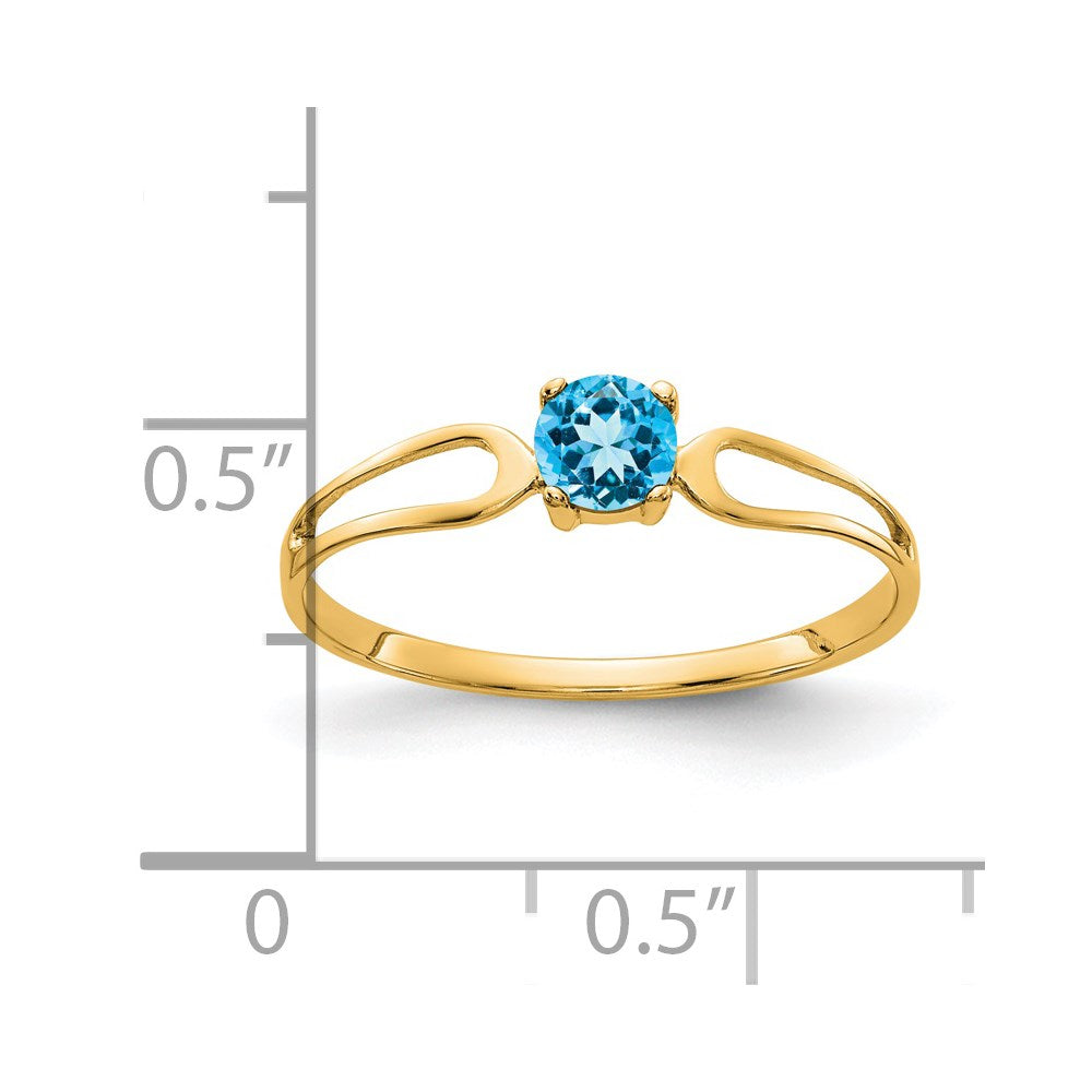 14K Yellow Gold 4mm White Topaz Ring