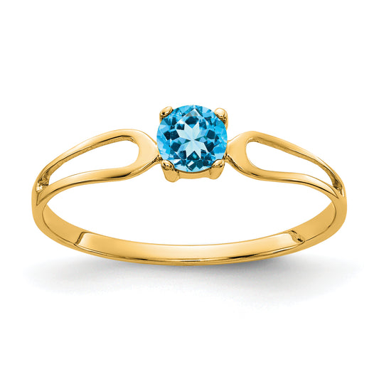 14K Yellow Gold 4mm White Topaz Ring