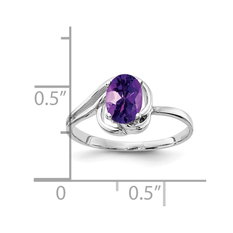 14k White Gold 7x5mm Oval Amethyst Checker ring