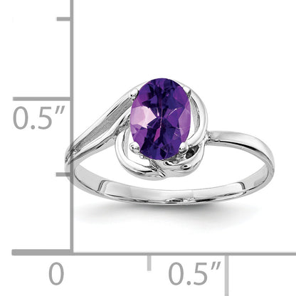 Solid 14k White Gold 7x5mm Oval Simulated Amethyst Ring