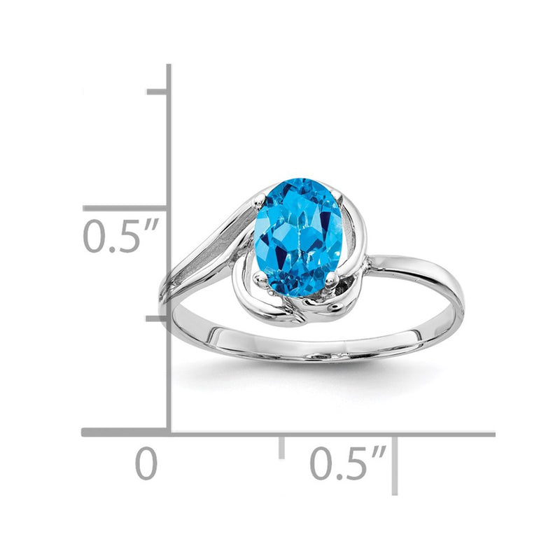 Solid 14k White Gold 7x5mm Oval Simulated Blue Topaz Ring