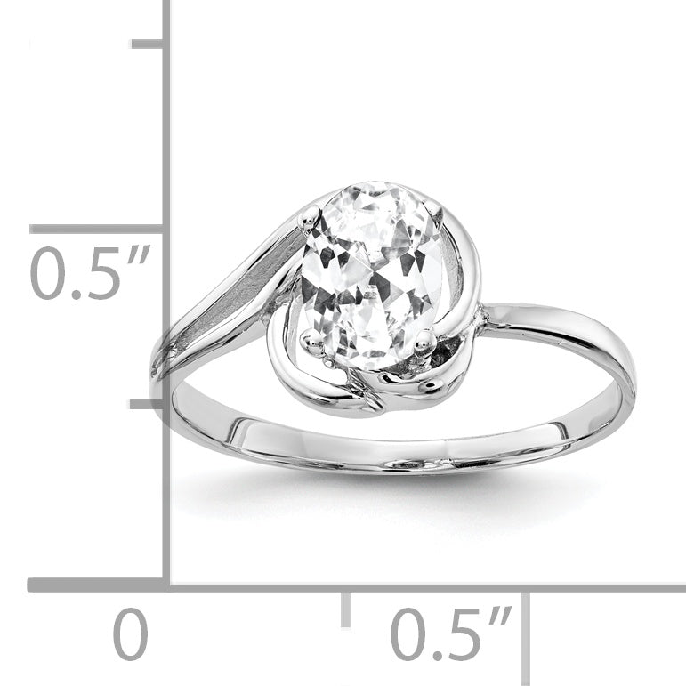 Solid 14k White Gold 7x5mm Oval Cubic Zirconia Ring