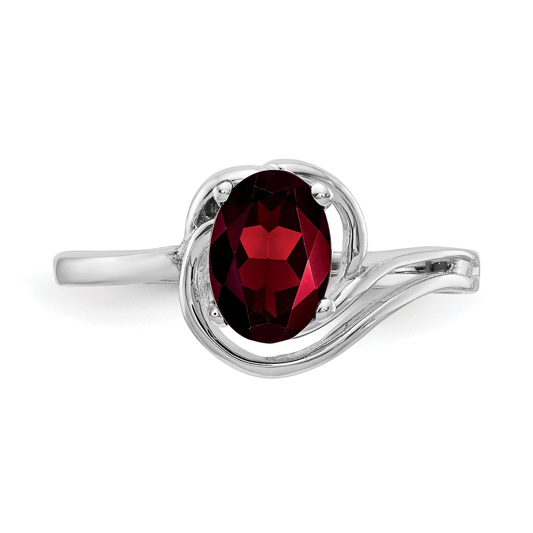 Solid 14k White Gold 7x5mm Oval Simulated Garnet Ring