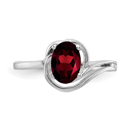 Solid 14k White Gold 7x5mm Oval Simulated Garnet Ring