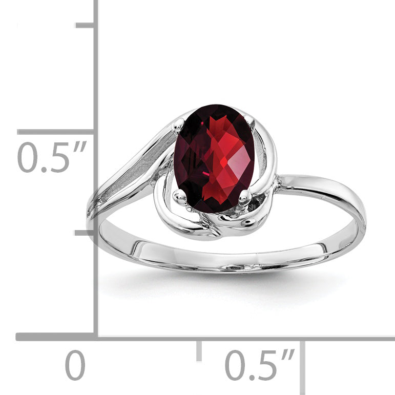 Solid 14k White Gold 7x5mm Oval Simulated Garnet Ring