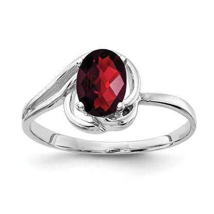 Solid 14k White Gold 7x5mm Oval Simulated Garnet Ring