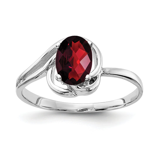 Solid 14k White Gold 7x5mm Oval Simulated Garnet Ring